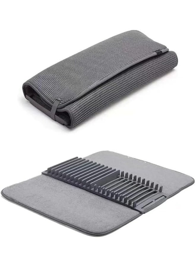 Kitchen Drain Pad, Dish Drainer Kitchen Rack Plastic Microfiber Dish Drying Mat with Plate Rack Table Decorations, 44*20 CM, Home Kitchen Supplies  - Image 1