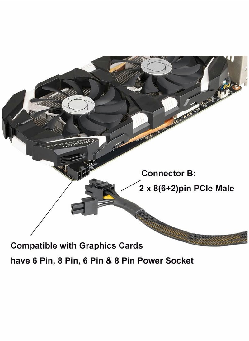 KASTWAVE - Graphics Lines, Graphics Card 8 Pins One Point Two Lines, Graphics Card 8p Extension Cable, Graphics Card Adapter, Braided 20cm, Pci-e Pcie Power Cable 18awg 20cm, with Sleeve - Image 1