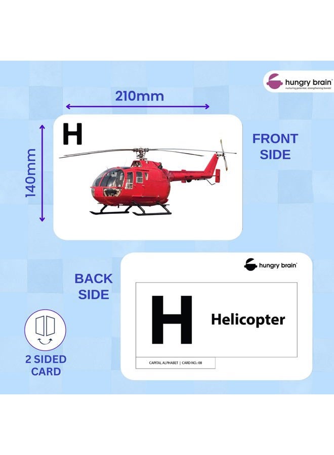 Hungry Brain Capital Alphabets Flash Cards for kids I A5 size, 26 Flash cards for babies 3 months to 6 years I Early Learning material to develop attention, focus and concentration of children - Image 3