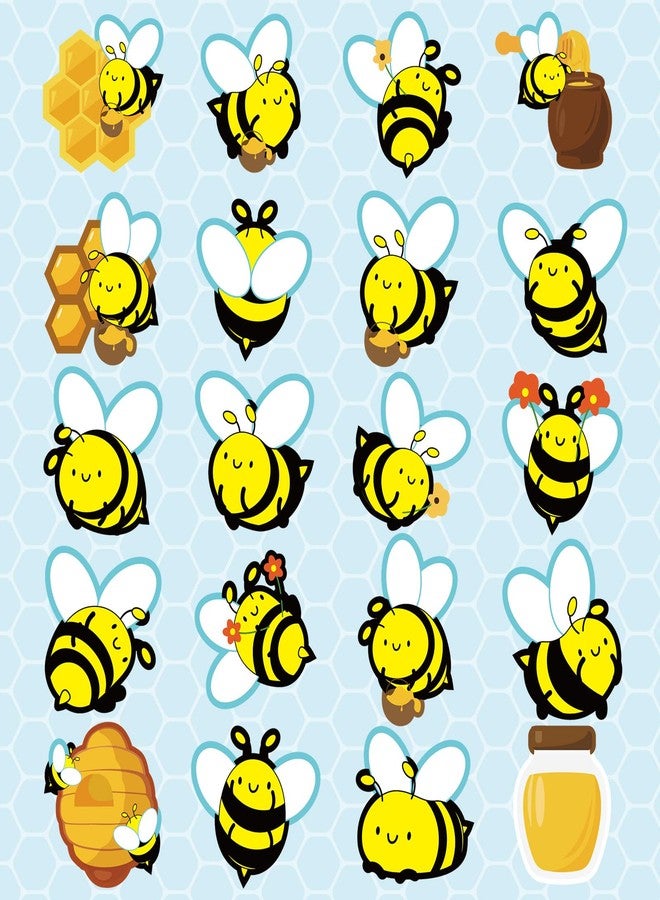 Containlol 500 Pieces Bee Theme Stickers for Kids Classroom Decoration Cute Honey Stickers Summer Waterproof Bee Theme Decals for Teachers Summer Classroom Party Supplies, 20 Styles - Image 1