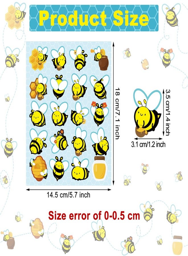 Containlol 500 Pieces Bee Theme Stickers for Kids Classroom Decoration Cute Honey Stickers Summer Waterproof Bee Theme Decals for Teachers Summer Classroom Party Supplies, 20 Styles - Image 2