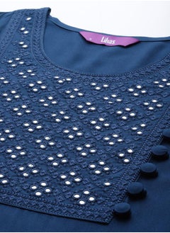Libas Embroidered Kurta and Solid Palazzo with Chiffon Solid Dupatta Set by Styli  - Image 4
