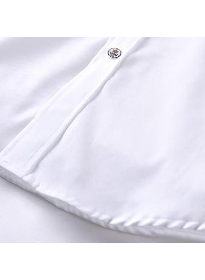 Luobobeibei Children's White Spring Long Sleeve Shirt Performance School Uniform White 160 - Image 3