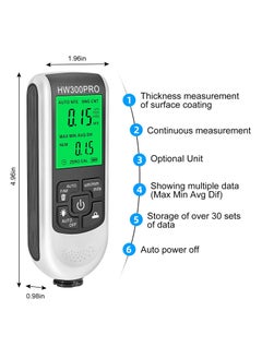 SYOSI SYOSI, Coating Thickness Gauge with Digital LCD Display, Metal Coating Test Meter, Auto Measuring Range 0 to 2000um for Car Paint Tester, Small Size with Backlight Display  - Image 4