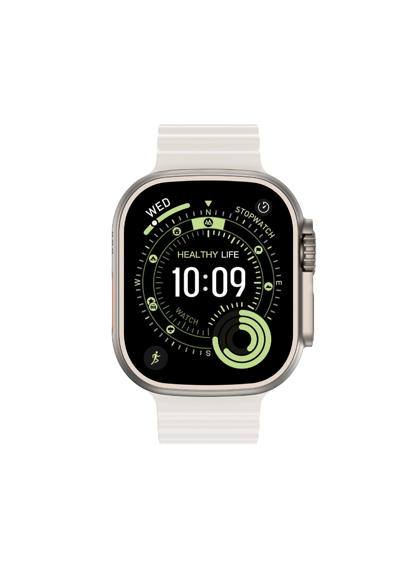 GREEN LION Communicate 49 Smart Watch, 2.04" AMOLED Display, Bluetooth Calls, 10 Days Standby, 3 ATM Waterproof, 1GB RAM, Health Monitoring, E-Book, Motion Games - Silver