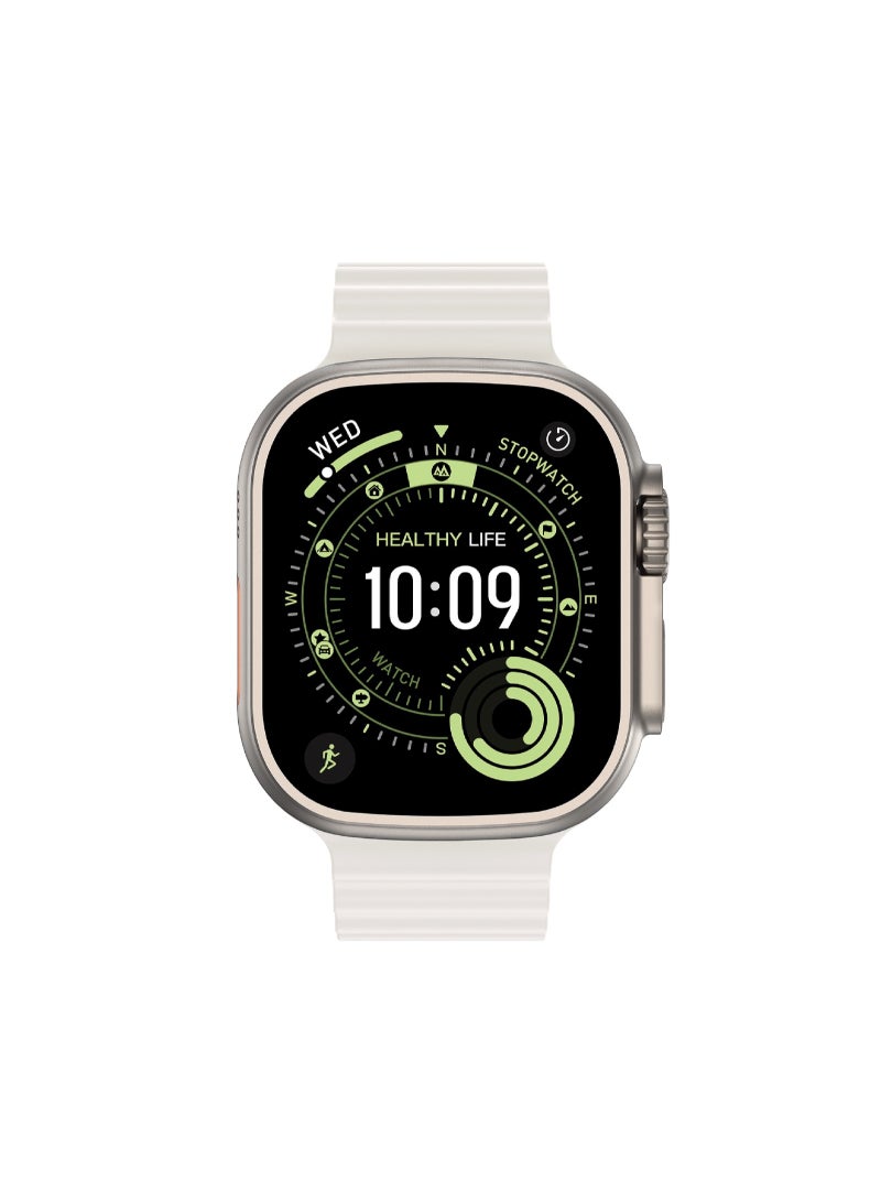 GREEN LION Communicate 49 Smart Watch, 2.04" AMOLED Display, Bluetooth Calls, 10 Days Standby, 3 ATM Waterproof, 1GB RAM, Health Monitoring, E-Book, Motion Games - Silver - Image 1