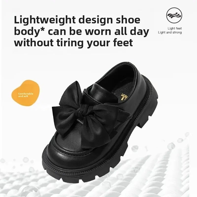 Girls Shoes Genuine Leather Children Princess Small Leather Shoes 2025 Spring and Autumn New Light Soft Sole British Style Black Single Shoes - Image 3