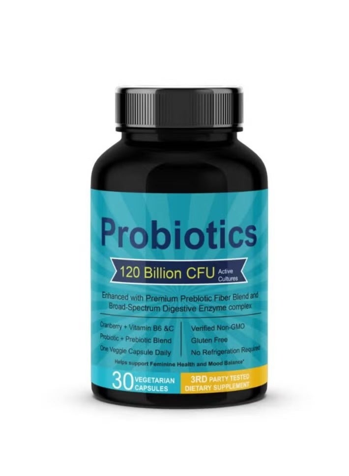 Probiotics One 120 Billion CFU Probiotic Complex - 36 Strains with Prebiotics & Digestive Enzymes for Gut Health & Immune Support - Delayed Release Capsules for Women & Men - Vegan - 30 Count - Image 1
