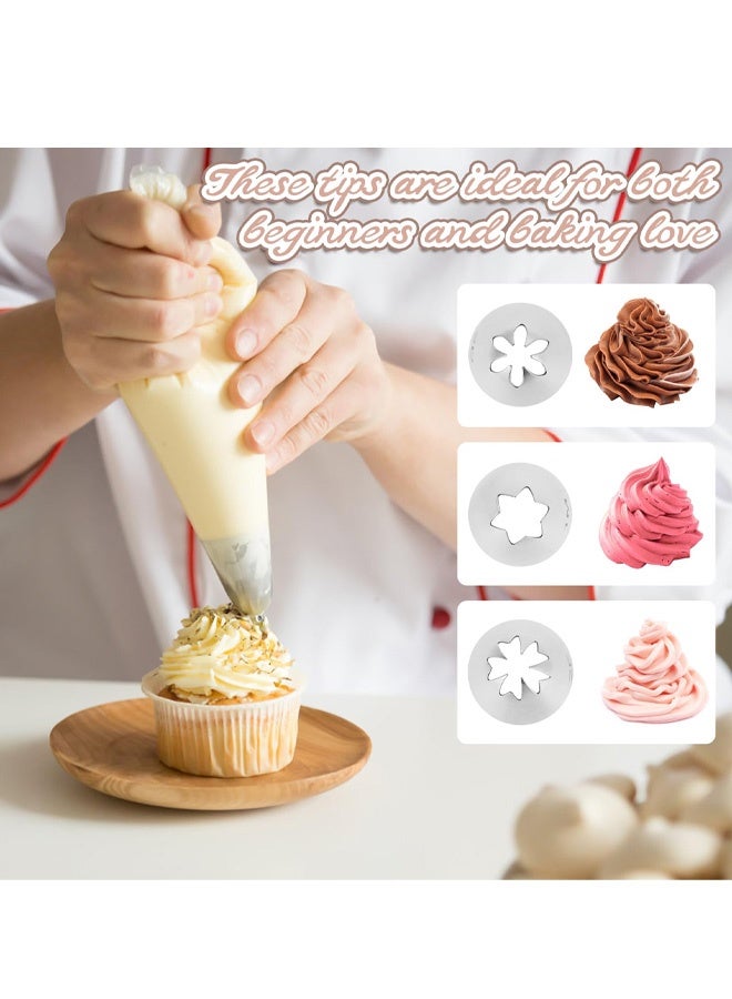 3 PCS Piping Nozzles Kit, 1M 2D 2F Large Cake Piping Tips, Cake Decorating Piping Tips, Stainless Steel Cake Decorating Tools for Decoration, DIY Icing Tool for Cream Cupcake Cookie Decorating - Image 5