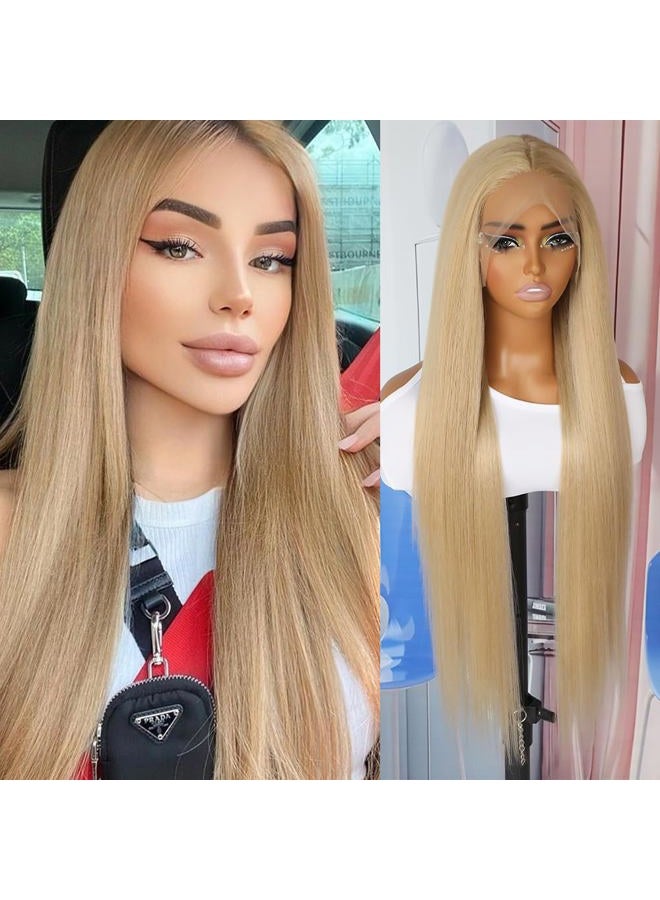 QD-Tizer Ash Blonde Synthetic Hair Wigs Long Straight Hair Mixed Platinum Blonde Color Natural Hair Line Heat Resistant Fiber Hair Wigs for Fashion Women - Image 1