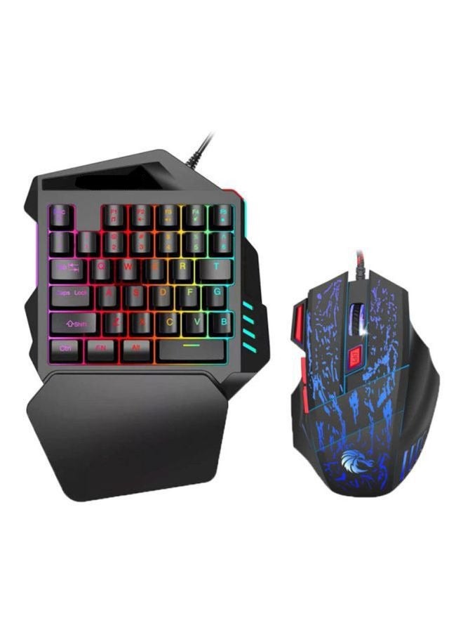 YJS One Handed Wired Gaming Keyboard and Mouse Combo, Include Mini Feel Keyboard, Ergonomic Vertical Feel Small Wired Mouse - Image 1