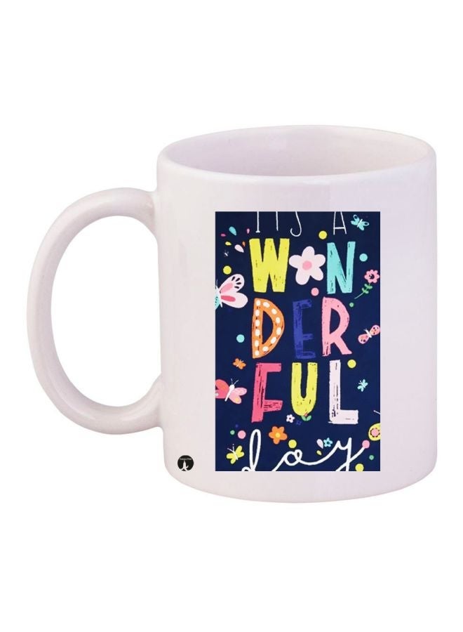 RYN Wonderful Printed Coffee Mug White/Blue/Pink 11ounce
