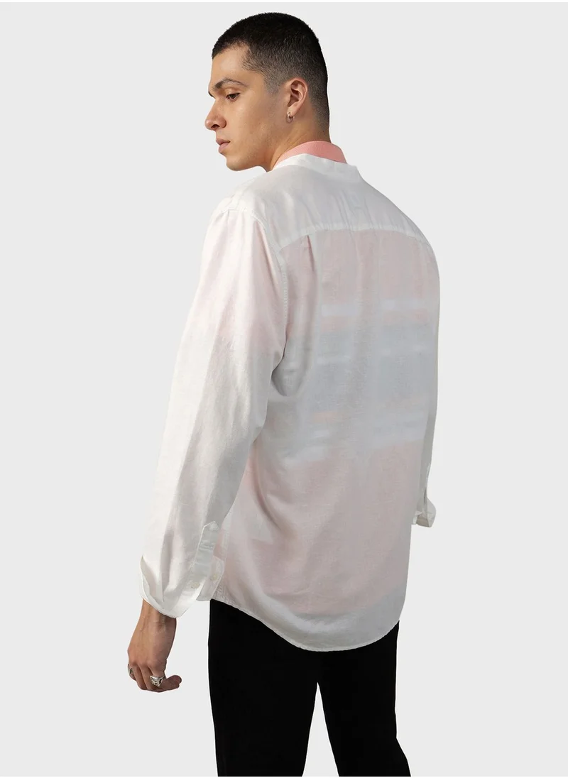 American Eagle Band Collar Classic Fit Shirt