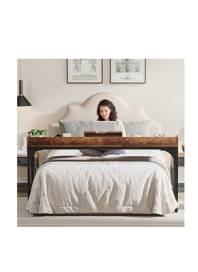 Royal Polar - Overbed Table Adjustable Tilt Board and Wheels, Full Size Bed Table Over Bed Table with Heavy Duty Metal Leg for Bedroom Livingroom - Image 1