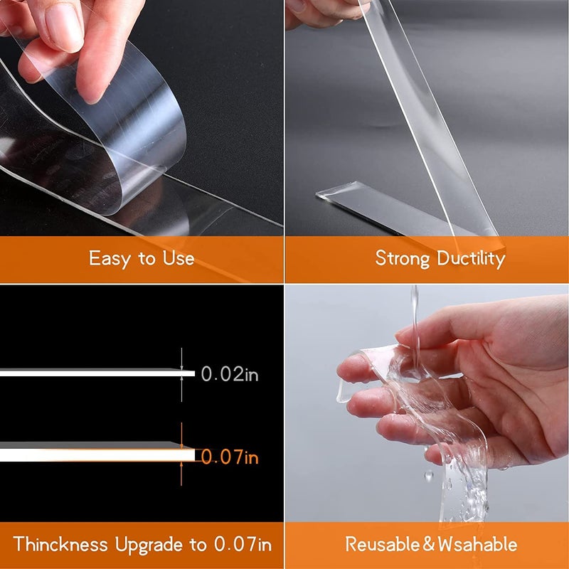 Golden Bird Golden bird Clear Double Sided Mounting Tape Heavy Duty 3 Meter, Multipurpose Removable Sticky Extra Strong Adhesive Nano Tape Washable Waterproof for Home Office Outdoor Decor (1 PCS) - Image 5