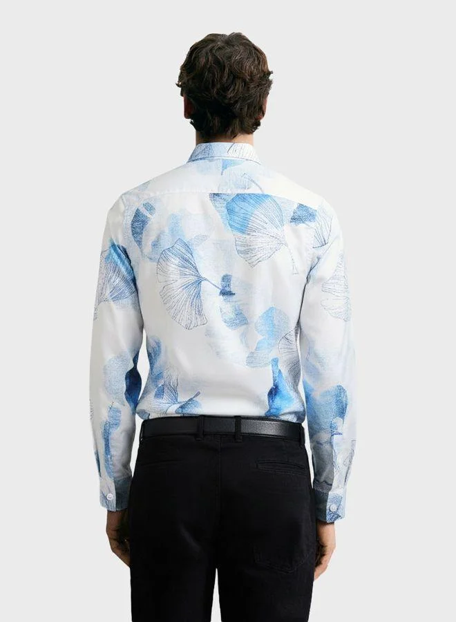 The Indian Garage Co Men Slim Fit Printed Round Neck Full Sleeves Shirt