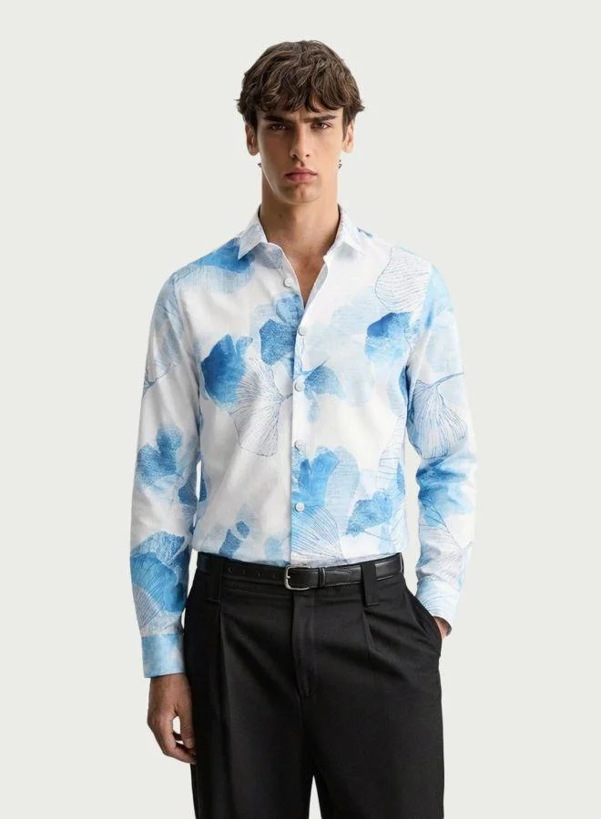 The Indian Garage Co Men Slim Fit Printed Round Neck Full Sleeves Shirt