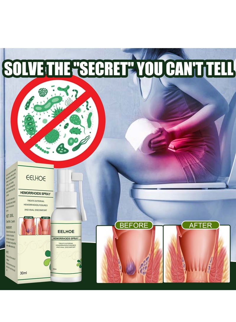 إيلهو بخاخ البواسير، بخاخ عشبي طبيعي لتخفيف الألم والحكة للبواسير، علاج البواسير والشقوق، بخاخ إزالة البواسير (1 قطعة) - Image 5