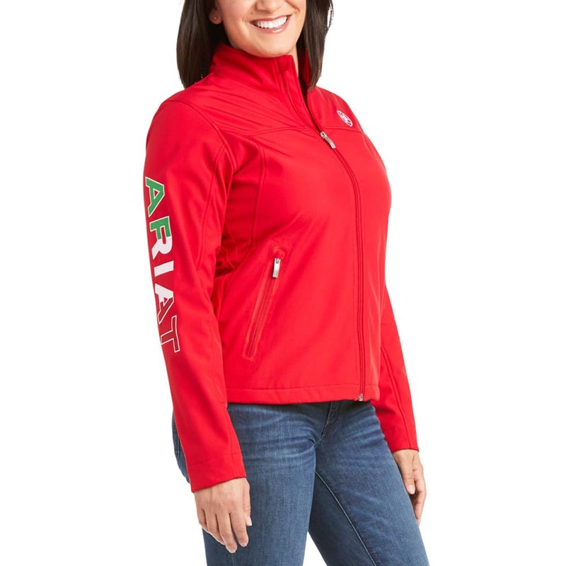 ARIAT Womens Classic Team Mexico Softshell Water Resistant Jacket Red Small