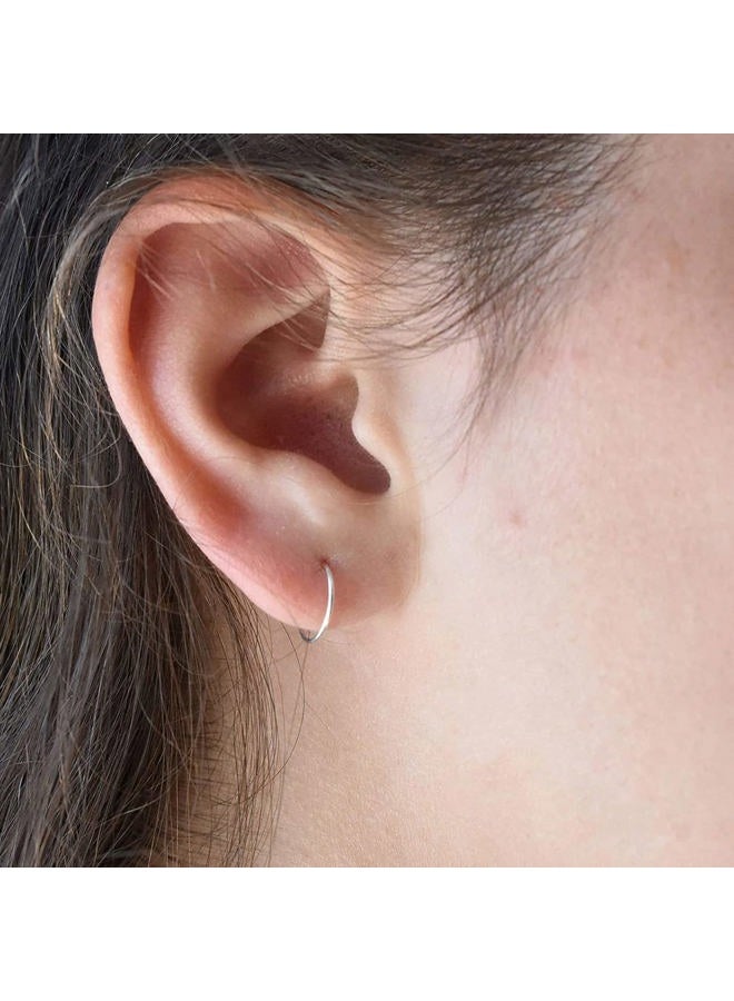 EPIRORA Silver Hoop Earrings- Cartilage Endless Small Hoop Earrings Set for Women Men, 3 Pairs of Hypoallergenic 925 Sterling Silver Tragus Earrings Nose Lip Rings (3 Pairs(8/10/12mm)) - Image 4