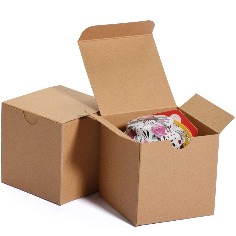 MESHA 50PC Brown Gift Box 3x3x3'' Small Cardboard Gift Boxes with Lids, Bridesmaid Proposal, Bridal, Cupcake Box, Groomsmen Proposal Box - Image 1