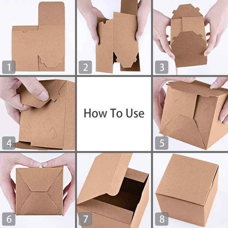 MESHA 50PC Brown Gift Box 3x3x3'' Small Cardboard Gift Boxes with Lids, Bridesmaid Proposal, Bridal, Cupcake Box, Groomsmen Proposal Box - Image 3
