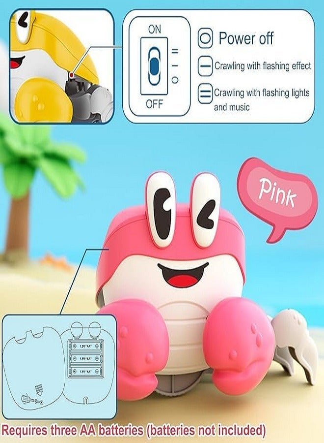 Crawling Crab For Baby Toy, Walking Moving Dancing Crab Infant Tummy Time Toys,Babies Crawl Learning, Boy Girl Toddler Gifts Sensory Interactive Music & Lighting Toy (Pink) - Image 5