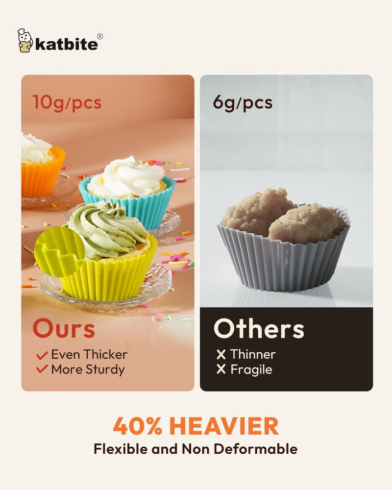 katbite Reusable Silicone Baking Cups 24 Pack - Non-Stick Muffin Cupcake Liners Set, Thick & Heavy Duty Cupcake Molds - Perfect for Party Halloween Christmas Bakery Supplies, Multicolor - Image 5