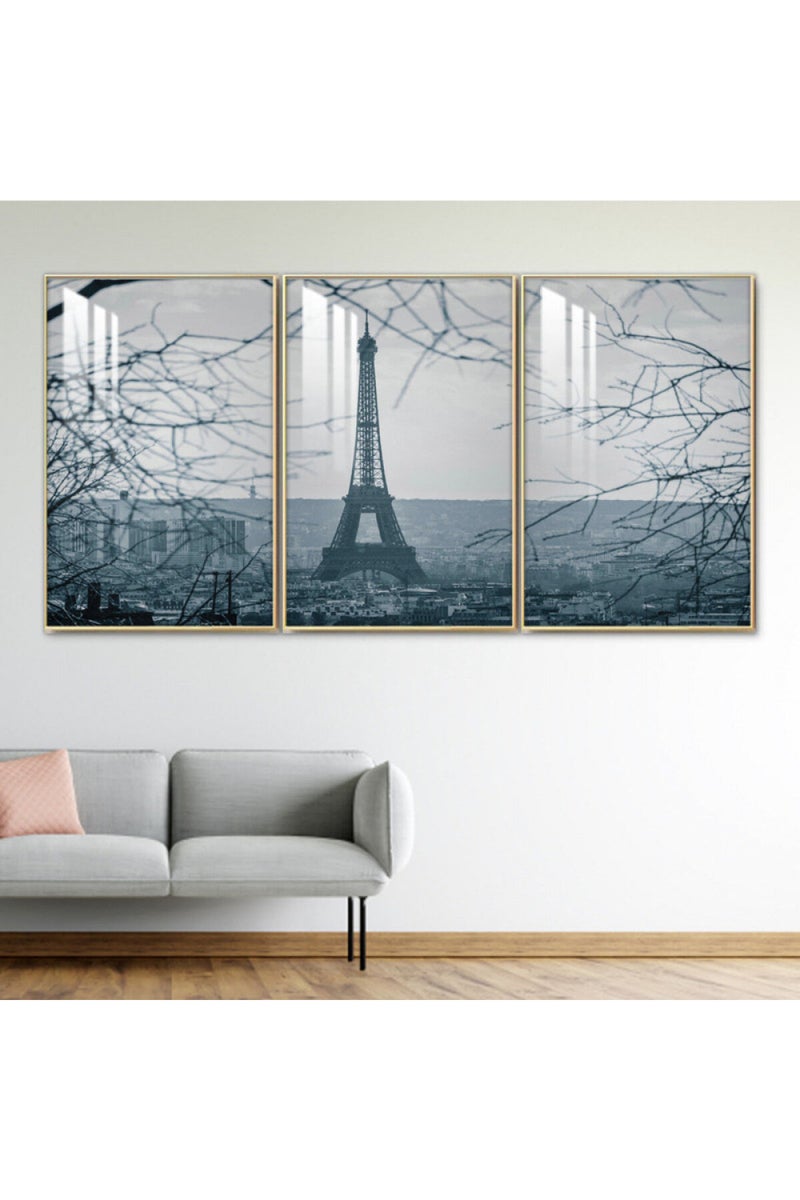 ماركتنا ثلاث لوحات جدارية خشبية بإطار وطبقة أكريليك شفافة - Image 1