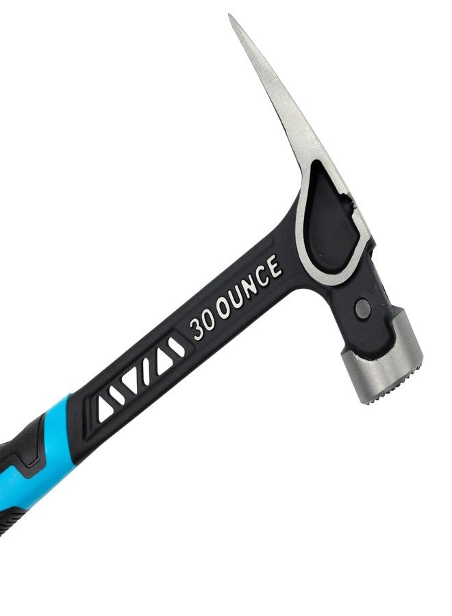 OX Pro 30-Oz Ultrastrike Framing Hammer: Milled Face, Straight Claw, Robust Power, Vibration Dampening Bridged Neck, One Piece Steel Handle, Non-Slip Grip, Safety Features for Ultimate Durability - Image 3