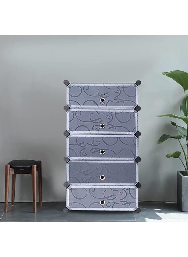 Shoe Rack,5 Cube Shoes Cabinet with Doors,Portable Modular Shoe Storage Organizer