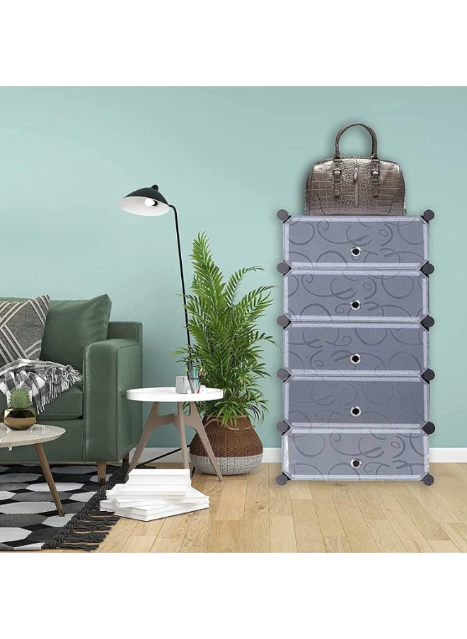 Shoe Rack,5 Cube Shoes Cabinet with Doors,Portable Modular Shoe Storage Organizer