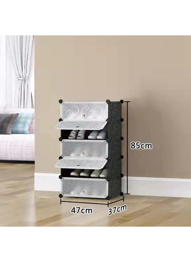 Shoe Rack,5 Cube Shoes Cabinet with Doors,Portable Modular Shoe Storage Organizer