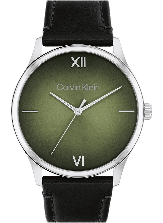 CALVIN KLEIN - ساعة يد جلدية دائرية الشكل بعقارب للرجال 25200454 - 43 ملم - Image 1