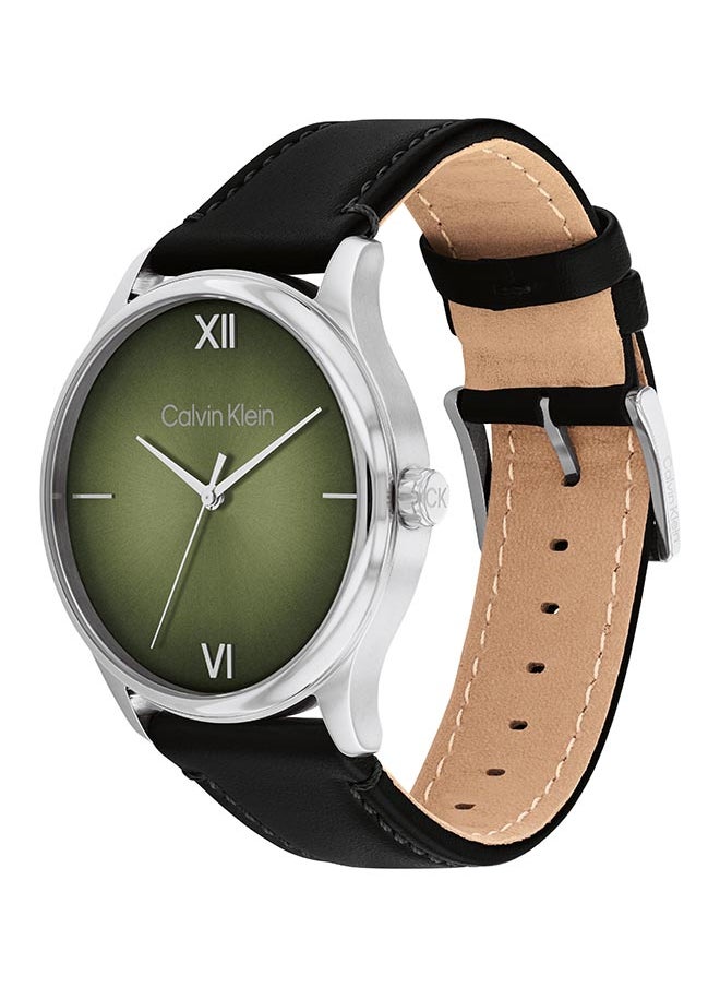 CALVIN KLEIN - ساعة يد جلدية دائرية الشكل بعقارب للرجال 25200454 - 43 ملم - Image 1