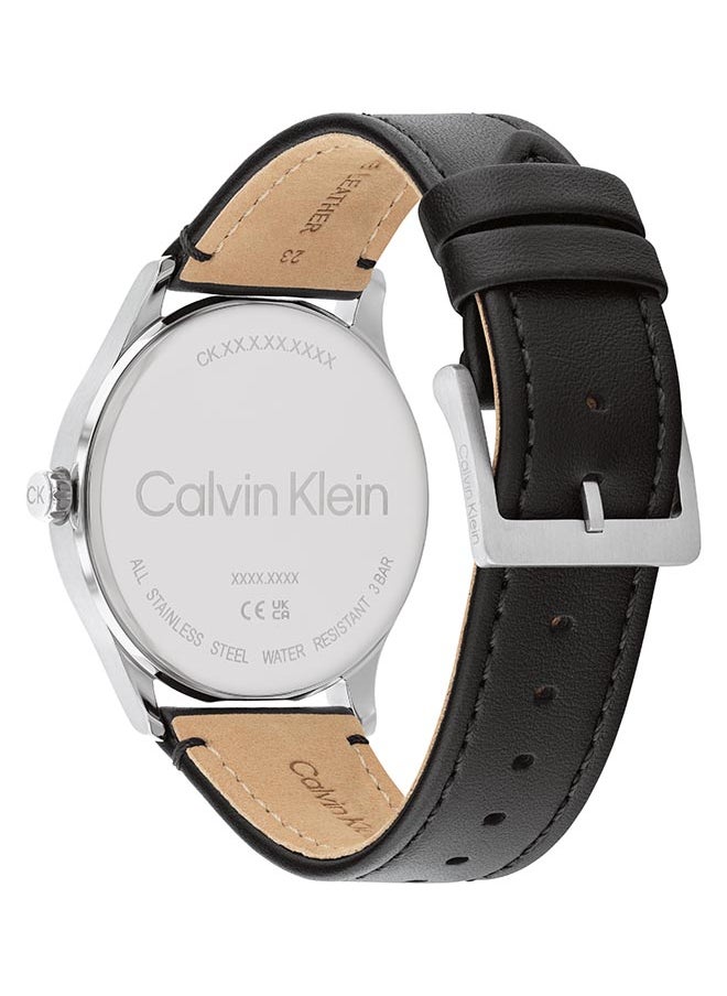 CALVIN KLEIN - ساعة يد جلدية دائرية الشكل بعقارب للرجال 25200454 - 43 ملم - Image 1