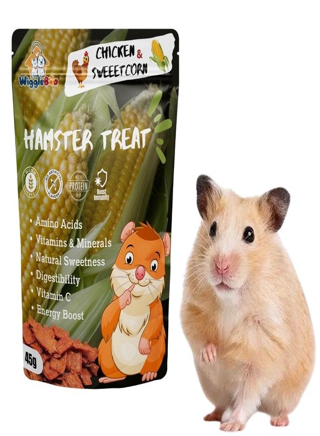 WiggleBoo 45g Chicken & Sweetcorn Hamster Treat | High-Protein Snack | Antioxidant-Rich | Crunchy & Healthy | Wholesome | Training | Easy to Digest - Image 1