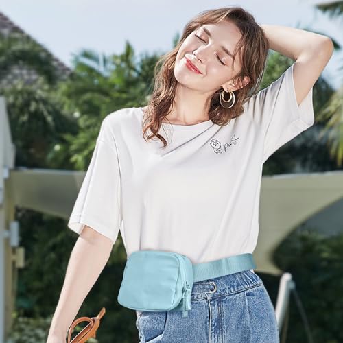 Gitus Belt Bag for Women Two-Way Zipper Fanny Pack Crossbody Bags for Women Fashion Waist Packs Cross Body Fanny Pack with Adjustable Strap Gifts for Teen Girls (Icing blue) - Image 2