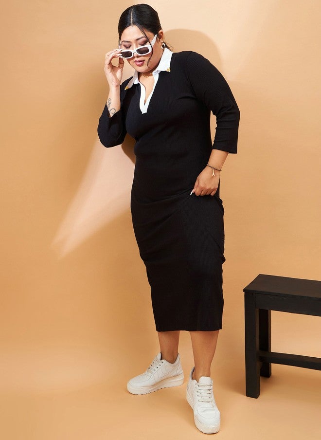 ساسافراس فستان ميدي أسود نسائي - Image 1