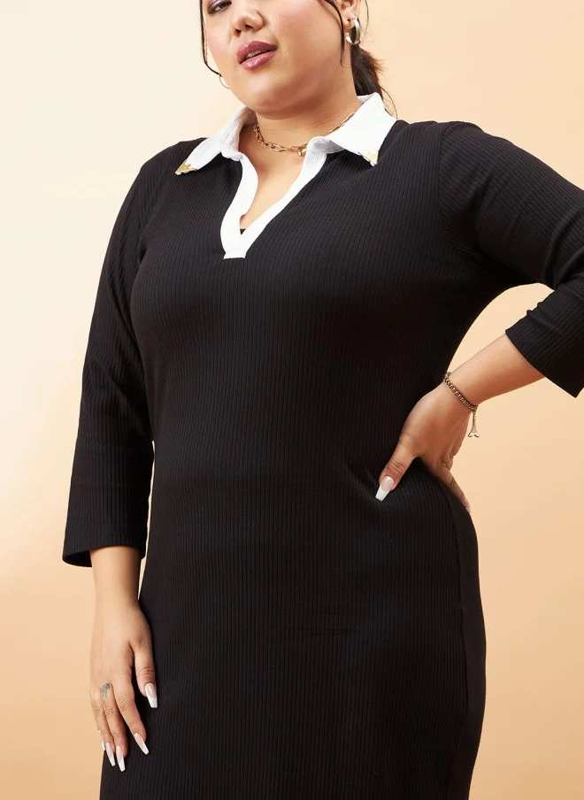 ساسافراس Black Sheath Midi Dress for Women