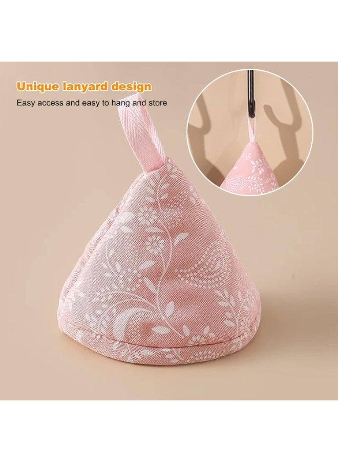 شاو تشن أغطية مقبض قماشة الحديد الصب، 3 حزمة غطاء مقبض الحديد الصب، مقبض غطاء غطاء غطاء قماشة الحديد الصب العازل للحرارة، غطاء مقبض قطن مثلث قابل لإعادة الاستخدام لوعاء قلاية قماشة الحديد الصب - Image 4