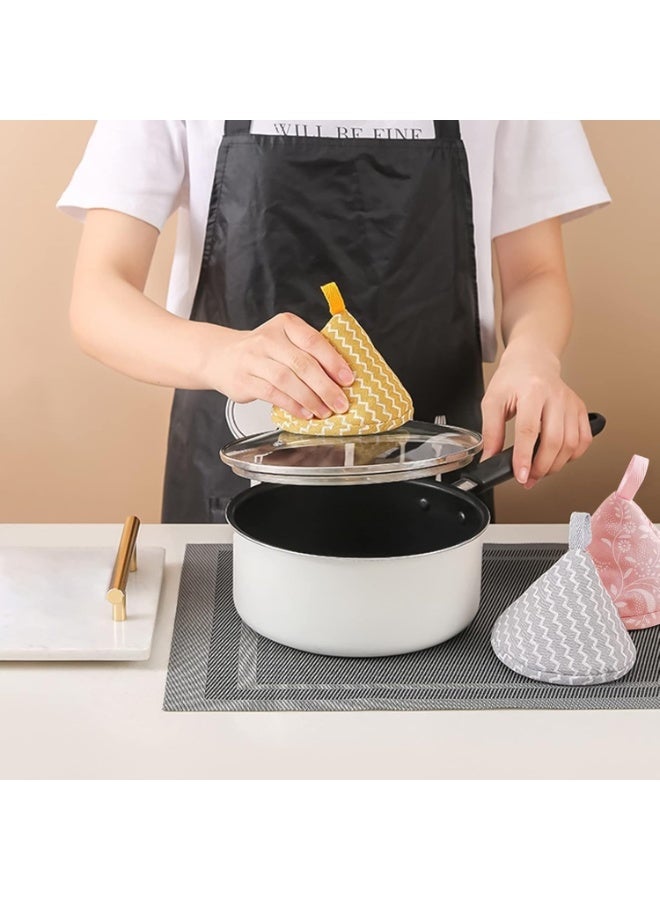 شاو تشن أغطية مقبض قماشة الحديد الصب، 3 حزمة غطاء مقبض الحديد الصب، مقبض غطاء غطاء غطاء قماشة الحديد الصب العازل للحرارة، غطاء مقبض قطن مثلث قابل لإعادة الاستخدام لوعاء قلاية قماشة الحديد الصب - Image 5