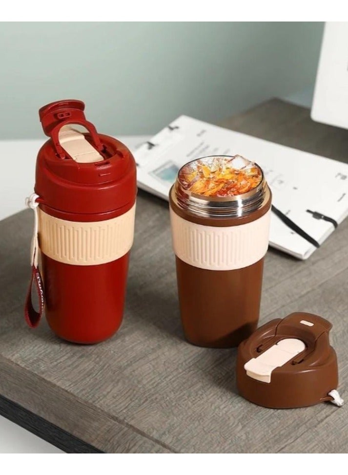 كوفي مج حراري (كوب) بتصميم "Coffee" سعة 400 مل - مستورد، حافظ للحرارة والبرودة (استانلس ستيل) - Image 4