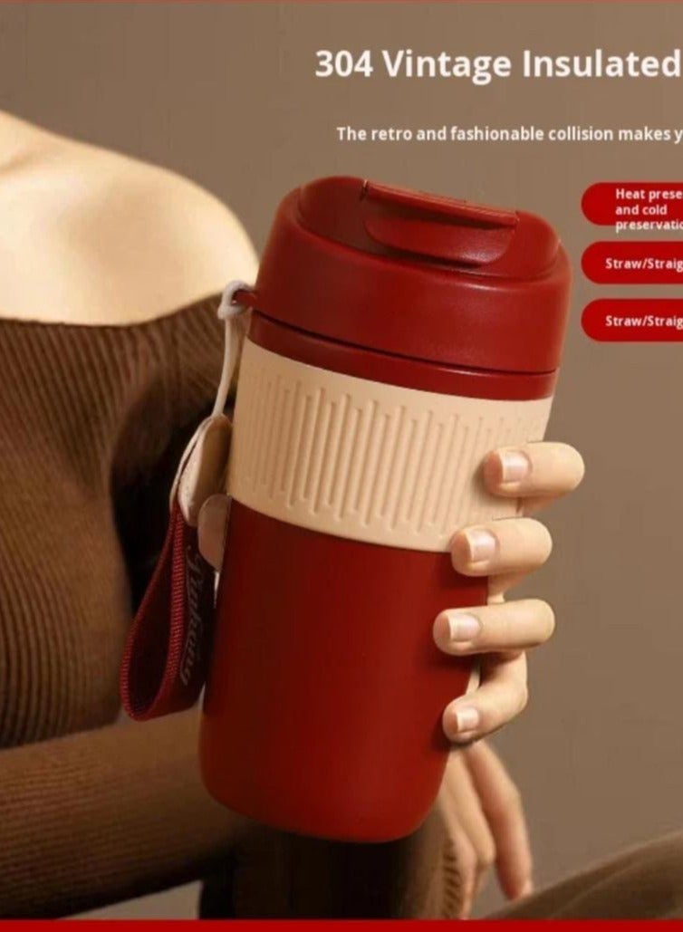 كوفي مج حراري (كوب) بتصميم "Coffee" سعة 400 مل - مستورد، حافظ للحرارة والبرودة (استانلس ستيل) - Image 5