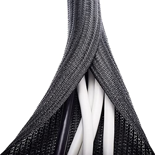 ZhiYo 20ft - 1/2 inch Cable Sleeve, Cord Wrap Wire Protector Tubing for Pets, PC Cable Wrap, Computer Cable Management Sleeve - Black - Image 1
