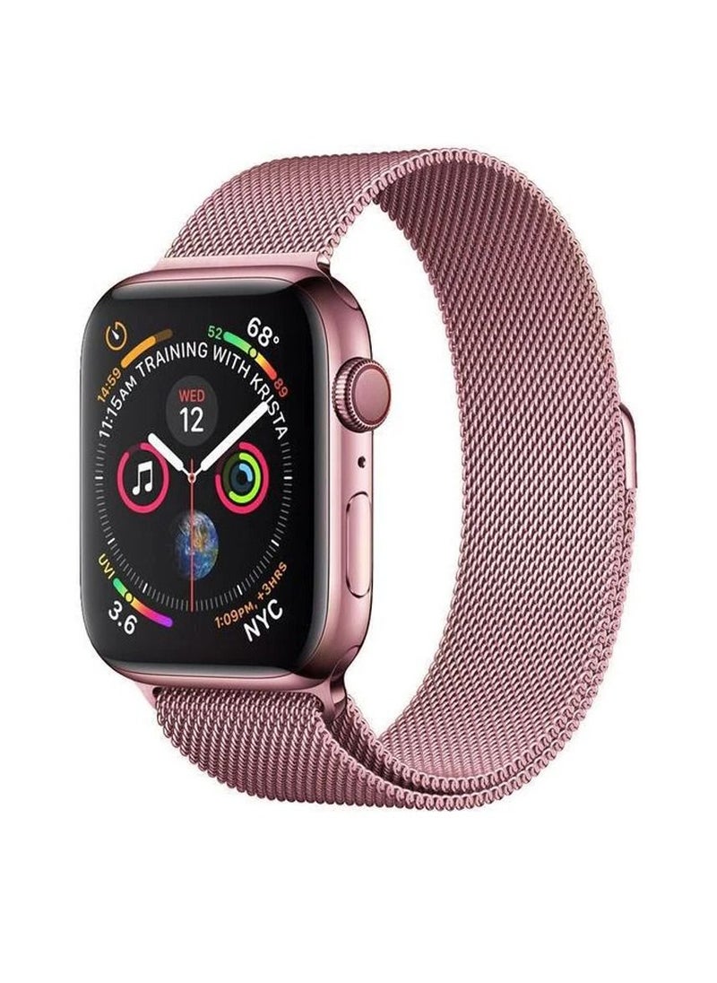 MOCOM Milanese Loop Replacement Band for Apple Watch 49mm 45mm 44mm - Rose Gold 