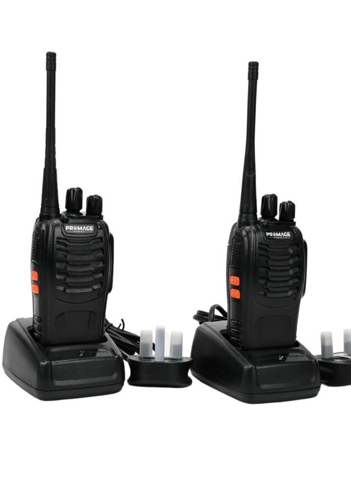 PROMAGE Promage Connect PC-WT-700 Portable Two Way Radio Twin Pack, 420-450MHz, 16 Channels, 1500mAh Battery, Emergency Alarm, Flash Light, VOX Function, High Quality and Reliable | PC-WT-700  - Image 1