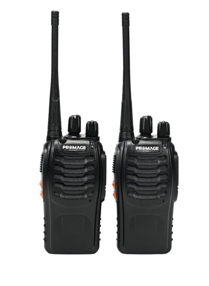 PROMAGE Promage Connect PC-WT-700 Portable Two Way Radio Twin Pack, 420-450MHz, 16 Channels, 1500mAh Battery, Emergency Alarm, Flash Light, VOX Function, High Quality and Reliable | PC-WT-700  - Image 2