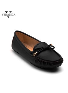 Vbranda Elegant, High-quality Leather Flat Ballerina With A Bow On The Front-BLACK  - Image 2