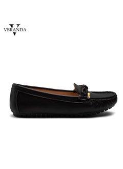 Vbranda Elegant, High-quality Leather Flat Ballerina With A Bow On The Front-BLACK  - Image 3